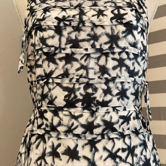 J. Crew Blue & White Batik Knotted Starfish Nautical Silk Blend Mini Dress Sz 0 - Picture 4 of 12